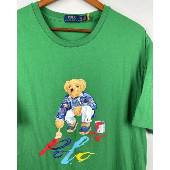 Ralph Lauren Other - Polo Ralph Lauren Men's Green Polo Bear Graphic Crew-Neck T-Shirt XLT Tall Paint